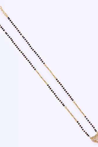 Traditional incredible heart shape gold plated black beaded adjustable chain mangalsutra for women