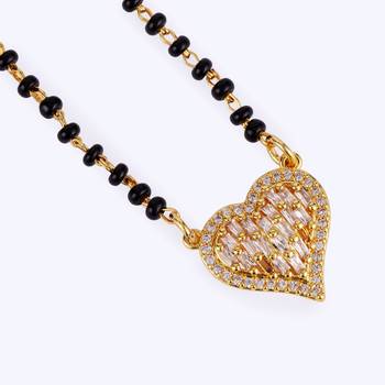 Traditional incredible heart shape gold plated black beaded adjustable chain mangalsutra for women 3