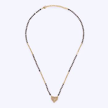 Traditional incredible heart shape gold plated black beaded adjustable chain mangalsutra for women 4