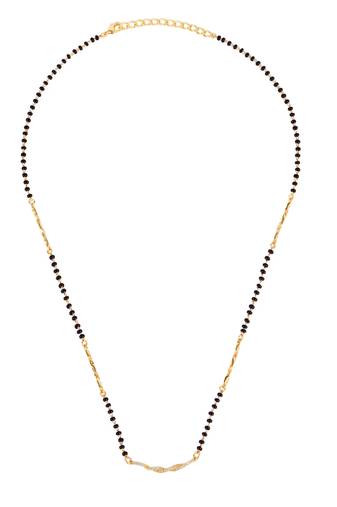 Traditional stylish twinkling unique gold plated black beaded adjustable chain mangalsutra for women