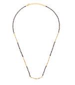 Traditional stylish twinkling unique gold plated black beaded adjustable chain mangalsutra for women