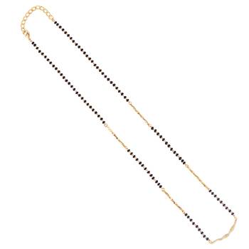 Traditional stylish twinkling unique gold plated black beaded adjustable chain mangalsutra for women 2