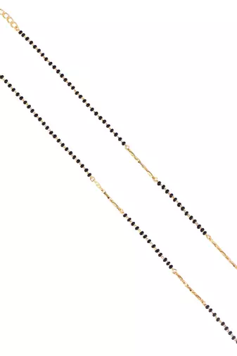 Traditional stylish twinkling unique gold plated black beaded adjustable chain mangalsutra for women