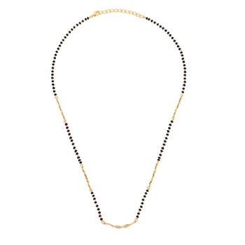 Traditional stylish twinkling unique gold plated black beaded adjustable chain mangalsutra for women 4