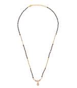 Traditional graceful oval and flower design gold plated black beaded adjustable chain mangalsutra for women