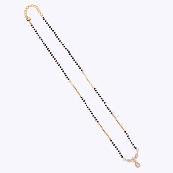 gold plated black beaded floral drop mangalsutra 2