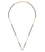 Traditional splendid "v" shape gold plated black beaded adjustable chain mangalsutra for women