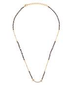 Traditional pretty cz studded gold plated black beaded adjustable chain mangalsutra for women