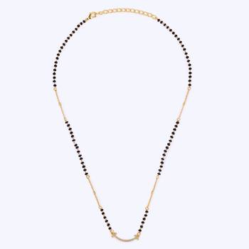 Traditional pretty cz studded gold plated black beaded adjustable chain mangalsutra for women 4
