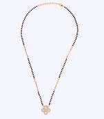 Traditional youthful flower design gold plated black beaded adjustable chain mangalsutra for women