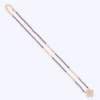 Traditional youthful flower design gold plated black beaded adjustable chain mangalsutra for women 2