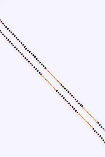 Traditional youthful flower design gold plated black beaded adjustable chain mangalsutra for women