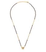 Traditional modish butterfly design gold plated black beaded adjustable chain mangalsutra for women