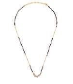 Traditional stylish cz studded round shape gold plated black beaded adjustable chain mangalsutra for women