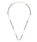 Traditional attractive round shape cz studded gold plated black beaded adjustable chain mangalsutra for women