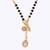 Traditional creative oval shape cz studded gold plated black beaded adjustable chain mangalsutra for women