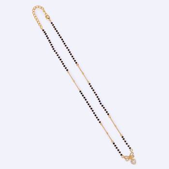 Traditional admirable butterfly and heart shape gold plated black beaded adjustable chain mangalsutra for women 2
