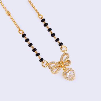 Traditional admirable butterfly and heart shape gold plated black beaded adjustable chain mangalsutra for women 3