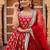 Red Floral Printed Cotton Anarkali Set