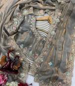 New Designer Embroidered Saree With blouse Set For Women's