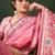 pink woven designer poly cotton saree with blouse piece