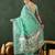 sea green woven designer poly cotton saree with blouse piece