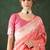 peach woven designer poly cotton saree with blouse piece