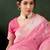 pink woven designer poly cotton saree with blouse piece