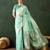 sea green woven designer poly cotton saree with blouse piece