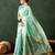 sea green woven designer poly cotton saree with blouse piece
