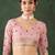 pink woven designer brush printed khadi organza saree with blouse piece