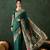 green woven jacquard silk blend saree with blouse piece