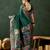 green woven jacquard silk blend saree with blouse piece