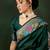 green woven jacquard silk blend saree with blouse piece