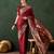 maroon woven jacquard silk blend saree with blouse piece
