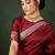 maroon woven jacquard silk blend saree with blouse piece