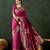 pink woven jacquard silk blend saree with blouse piece