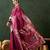 pink woven jacquard silk blend saree with blouse piece