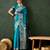 teal woven jacquard silk blend saree with blouse piece