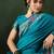 teal woven jacquard silk blend saree with blouse piece