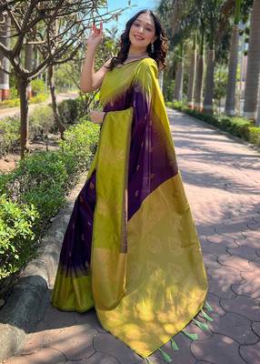 wine weaving jari designer art silk saree with blouse piece 3