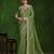 green Sequins with diamond work crush paper silk saree with blouse piece