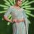 sea green multi Sequins with handwork 2 tone satin silk saree with blouse piece