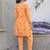 Orange printed cotton tunic with pants - set of 2