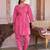 Pink printed cotton tunic with pants - set of 2