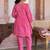 Pink printed cotton tunic with pants - set of 2