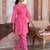 Pink printed cotton tunic with pants - set of 2