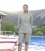 Blue printed cotton co-ord set - set of 2