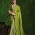 green zari & stone work/ texture pallu crepe silk georgette saree with blouse piece