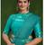 blue mirror thread work/ texture pallu crepe silk georgette saree with blouse piece